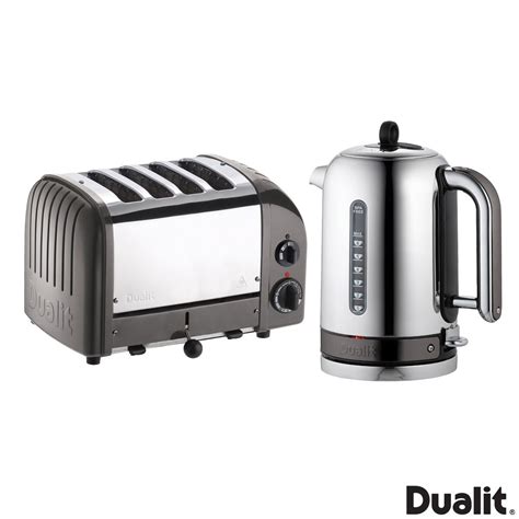 Dualit Classic 1.7L Kettle & 4 Slot Toaster Set in Charco...