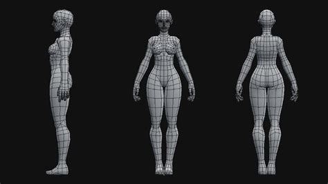 ArtStation - Low-Poly Female Base Mesh | Female base, Character modeling, 3d model character