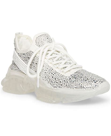 Steve Madden Women's Maxima Rhinestone-Trim Trainer Sneakers - Macy's