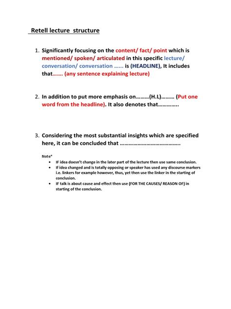 Retell Lecture Structure | PDF