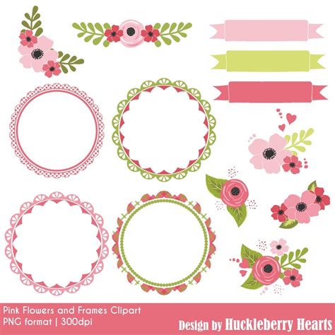 Flower Clipart Flower Clip Art Pink Frames Frame Clipart - Etsy