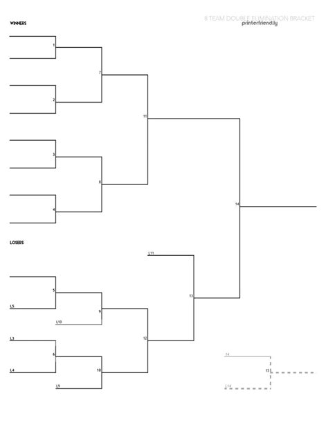 8-team double-elimination printable tournament bracket - Printerfriendly