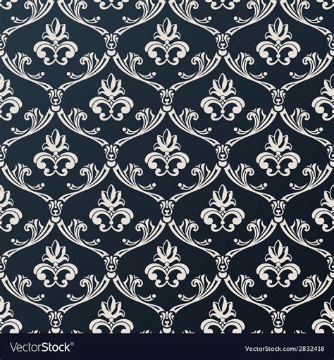 Seamless floral vintage wallpaper background black