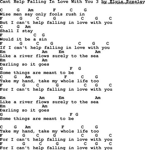 Cant Help Falling In Love With You 3, by Elvis Presley - lyrics and chords