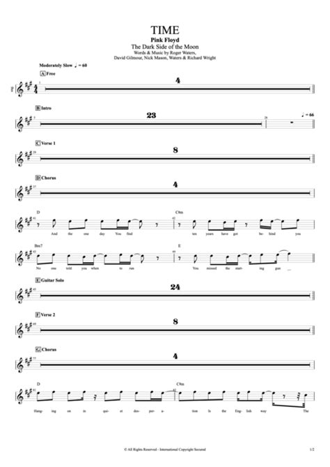 Time Tab by Pink Floyd (Guitar Pro) - Full Score | mySongBook