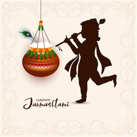 Free Vector | Happy Krishna Janmashtami religious festival celebration ...