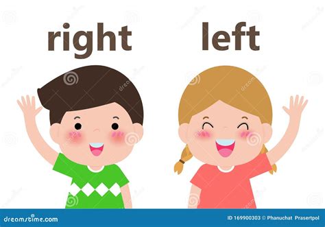 Opposite Left and Right, Girl on the Left and Boy on the Right on White Background Illustration ...