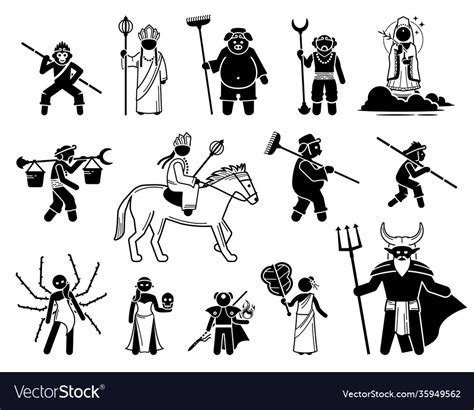 Journey to west characters icons set of Royalty Free Vector