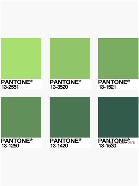 "Shades of Green - Pantone Swatches" Sticker by ManyaMalhotra ...