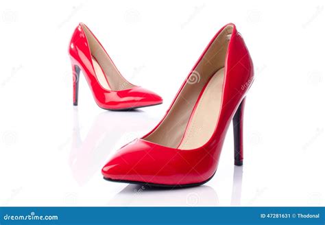 Red shoes with high heels stock image. Image of stylish - 47281631