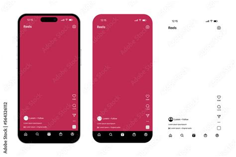 Instagram reels empty screen ui blank template mockup. Instagram reel smartphone screen with ...