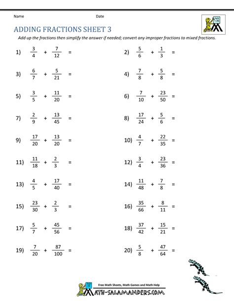 exercice sur les additions de fractions