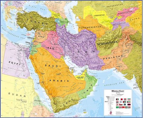 Amazon.com: Maps International Large Political Middle East Wall Map ...