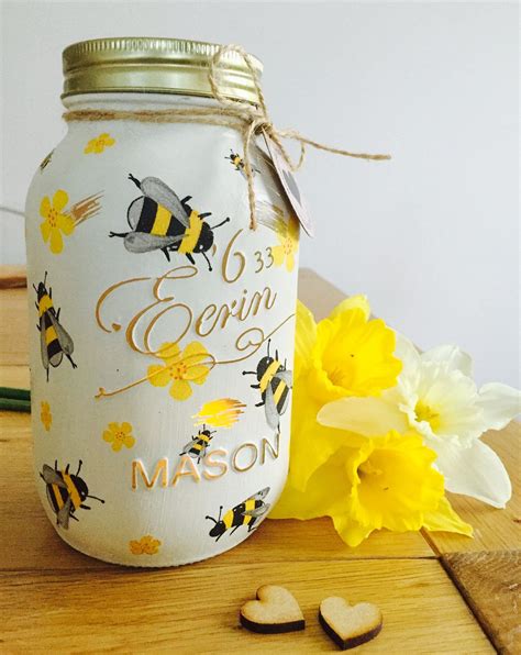 Handmade Honey Bee Mason Jar | Mason jar crafts, Mason jars, Mason jar ...