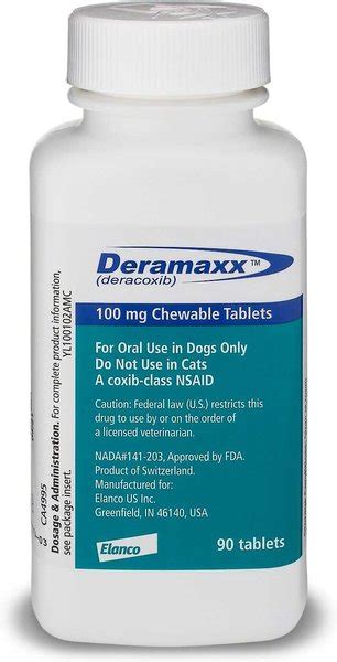 DERAMAXX (deracoxib) Chewable Tablets for Dogs, 100-mg, 90 tablets ...