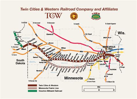 TC&W Railroad Map | Largest MN Shortline Rail | MN Rail Map