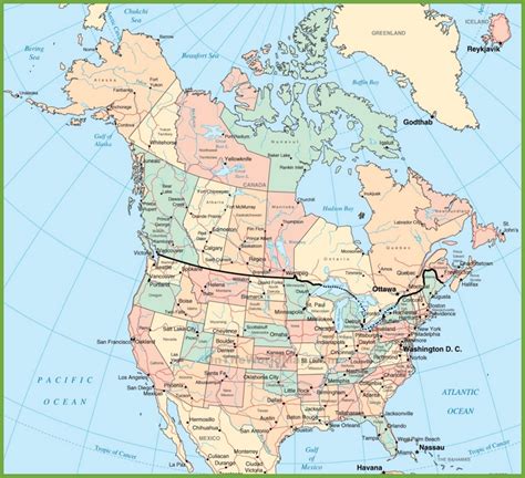 USA and Canada map