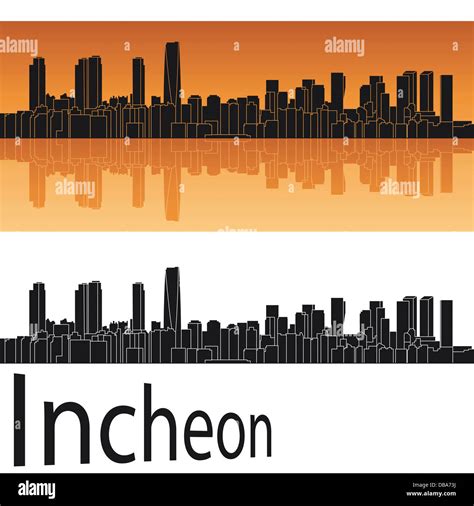 Incheon skyline in orange background Stock Photo - Alamy