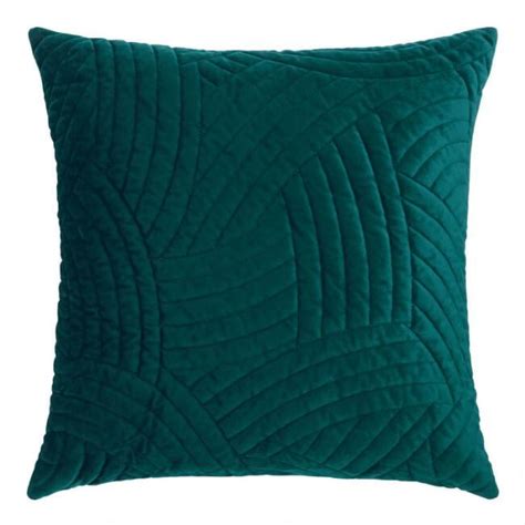 Dark Teal Quilted Velvet Throw Pillow | Best World Market Decor Under ...