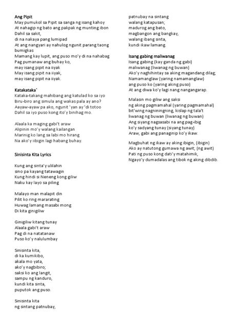 Ang Pipit Lyrics | PDF