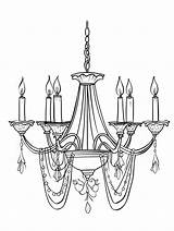A Black And White Drawing Of chandelier For coloring  sketch template