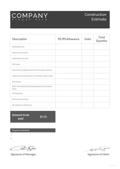 Construction Job Estimate Template Excel at tankhalidblog Blog