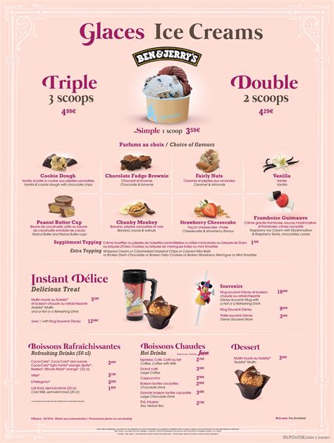 The Gibson Girl Ice Cream Parlour menu • DLP Guide - Disneyland Paris restaurants, menus, dining ...