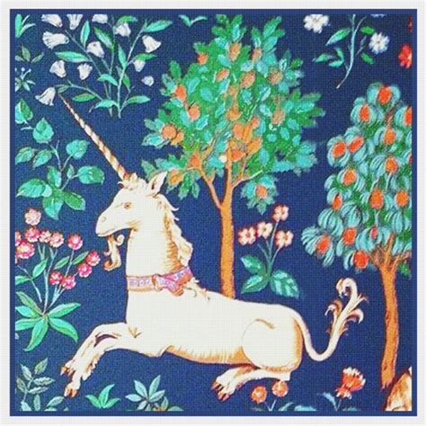 Unicorn in Captivity Teal Blue Background from The Hunt for the Unicor | Orenco Originals LLC