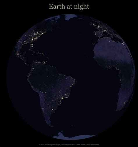 The Earth at night using satellite data. by... - Maps on the Web