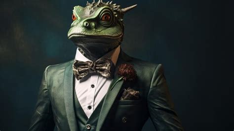 Premium AI Image | Gecko formal business suit