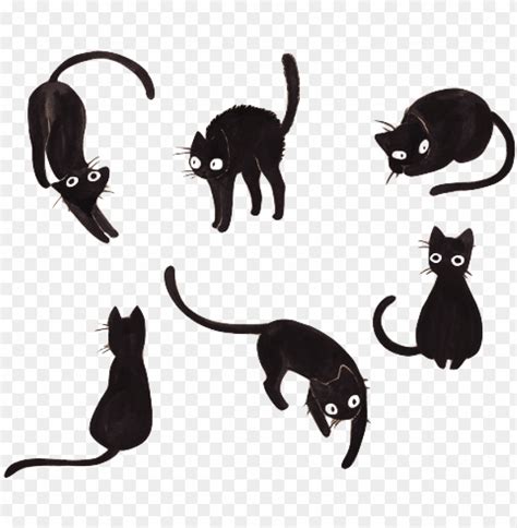 Shadow Cats Watercolor Png - Black Cat Drawing Cute PNG Transparent ...