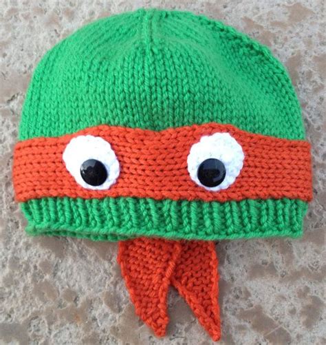 Hand-knit teenage mutant ninja turtle hat with ribbed or | Etsy | Baby hat knitting pattern ...