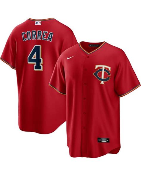 Nike Minnesota Twins Carlos Correa #4 Red Alternate Cool Base Jersey ...