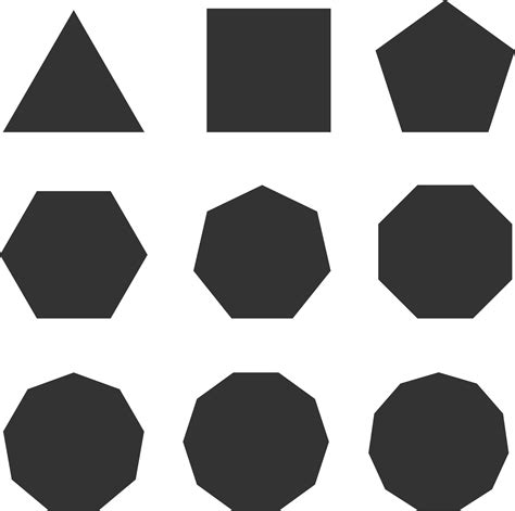 symbol of line polygon, triangle, quadrilateral, pentagon, hexagon, heptagon, octagon, nonagon ...