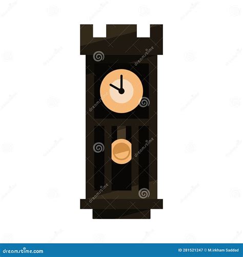 Ancient Wall Clock in Flat Design Style. Showing Ten O Clock. Vector Illustration. Stock Vector ...