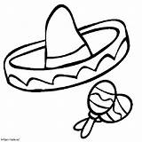 Maracas With Mexican Hat coloring Page sketch template