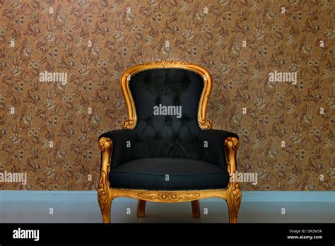 Vintage Black Sofa Stock Photo - Alamy