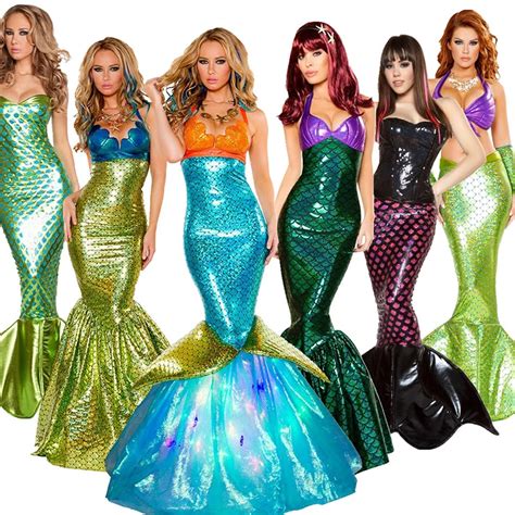 Hot Sale Women Mermaid Costume Halloween Cosplay Mermaid Dress Sexy Romantic Beauty Sea Maid ...