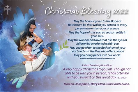 Christmas Message 2022 - Sisters of Saint Joseph of the Sacred Heart