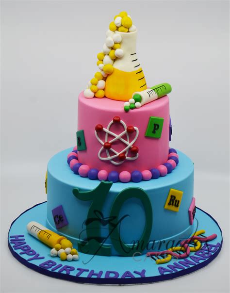 Two Tier Science Themed Cake - AC155 - Amarantos Cakes