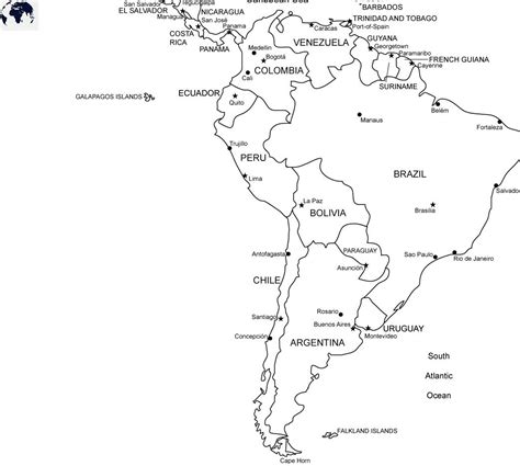 Free Labeled South America Map with Countries & Capital - PDF