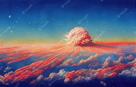 Premium Photo | Huge nuclear bomb explosion in city digital art style illustration painting