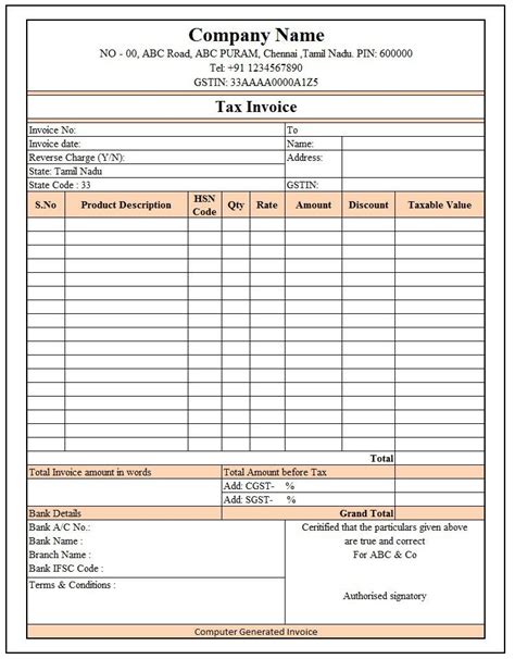 Beautiful Gst Tax Invoice In Excel Format Vlookup Template