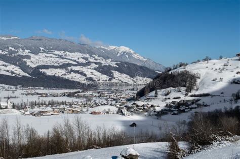 Lake Lungern in winter stock image. Image of landmark - 173742291