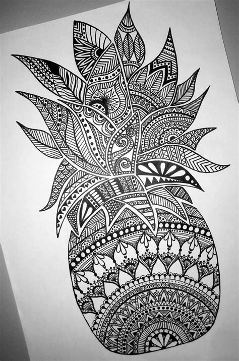 Pineapple mandala zentangle | Mandala drawing, Mandala art lesson ...