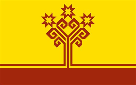 Flag of the Chuvash Republic in the Russian federation, depicting the mythological tree of life ...