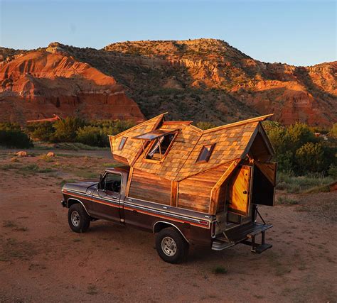 this wanderlust-arousing, tiny truck cabin is built on top of a 1979 pickup