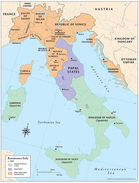 Renaissance Italy map - Map of Italy renaissance (Southern Europe - Europe)