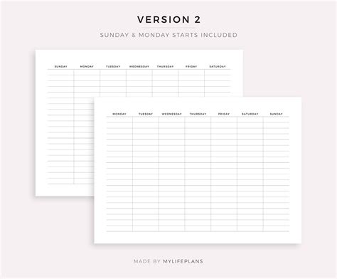 Blank Monthly Calendar Printable Landscape, Minimal Calendar Template ...