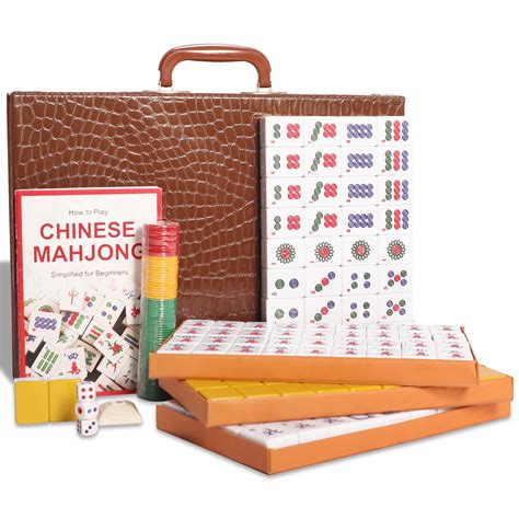 Buy Chinese Mahjong Game Set, Mahjong Tiles Set with 146 Numbered Large Tiles (Yellow), Chinese ...